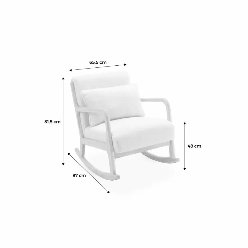 Fauteuil Japandi Rocking Chair Bouclette Blanche – Lorens