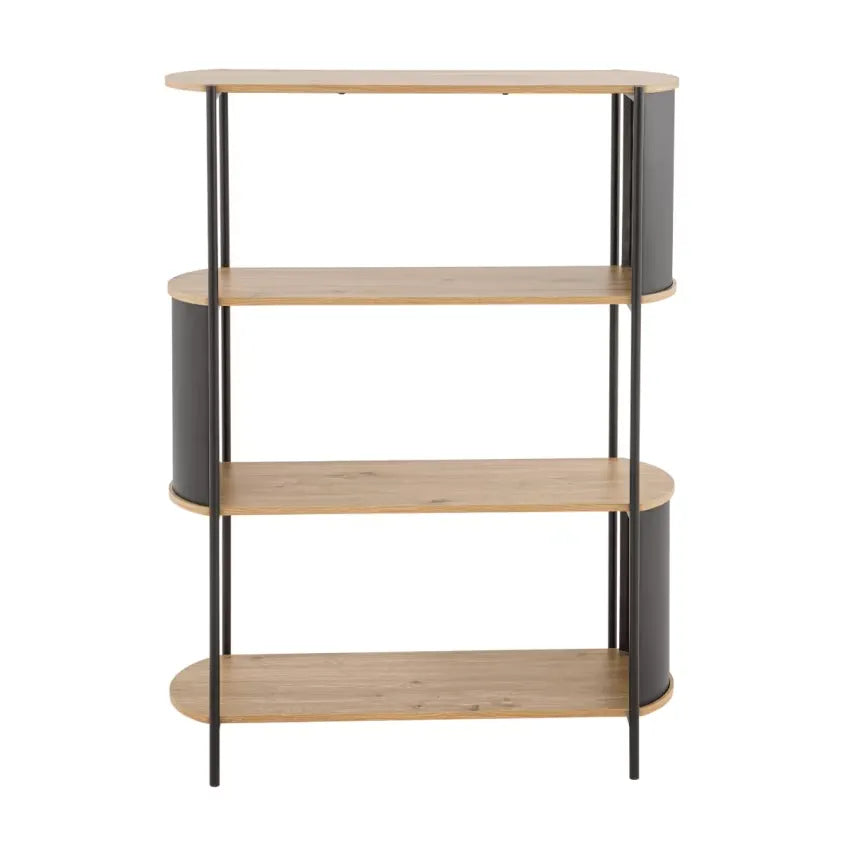 Étagère Japandi 4 Niveaux Bois & Métal Noir – Eklo