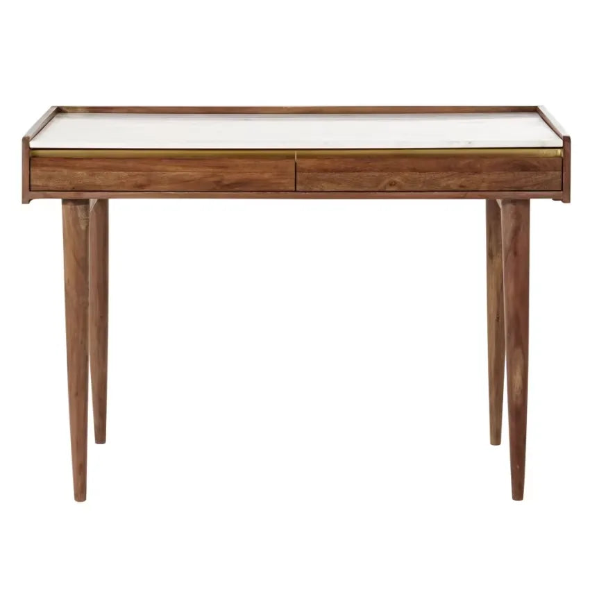 Bureau Japandi Acacia Massif & Marbre Blanc – Cappuccino