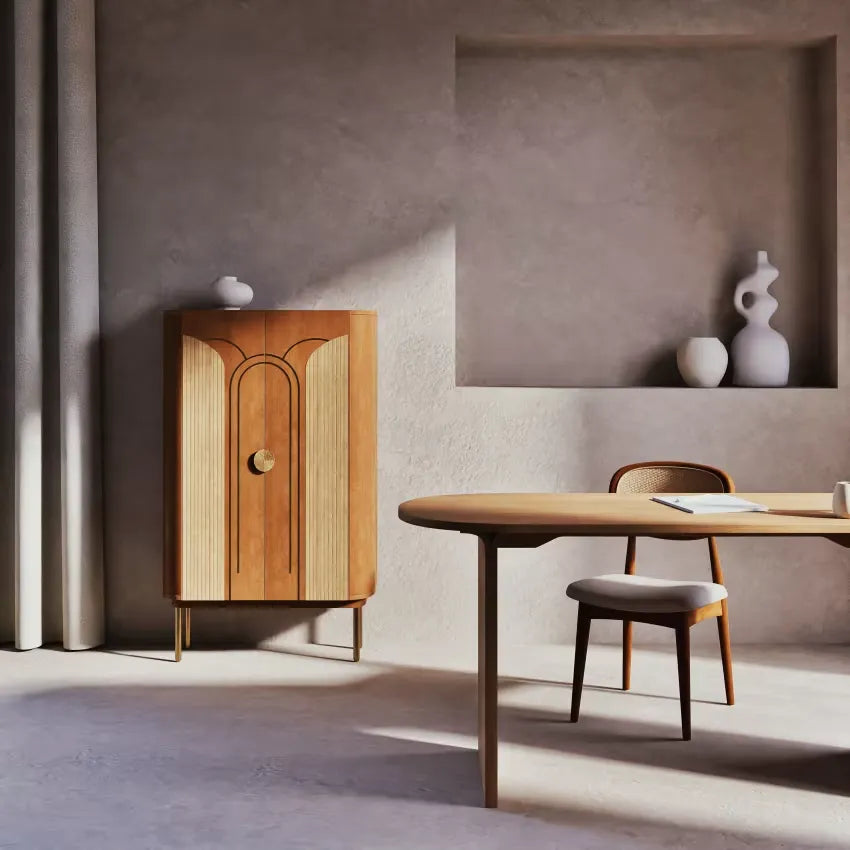Chaise Japandi Hévéa & Lin Écru Tressage – Fifty