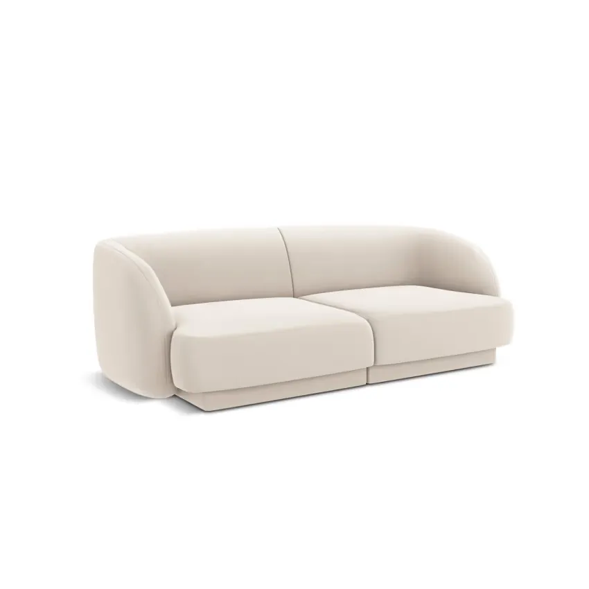 Canapé Japandi 2 Places Velours Beige Clair – Miley