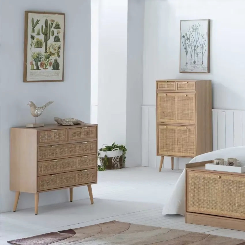 Commode Japandi Bois & Treillis Marron – Nério