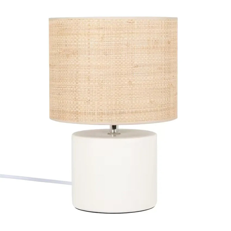 Lampe Japandi Dolomite Blanche & Raphia – Florentin