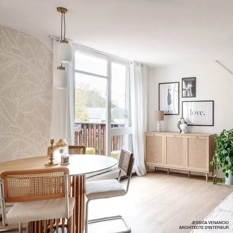 Chaises Japandi Cannage & Velours Beige – Muse