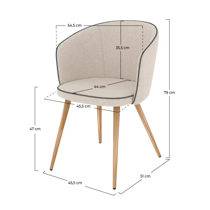 Chaises Japandi Tissu Beige – Chiara