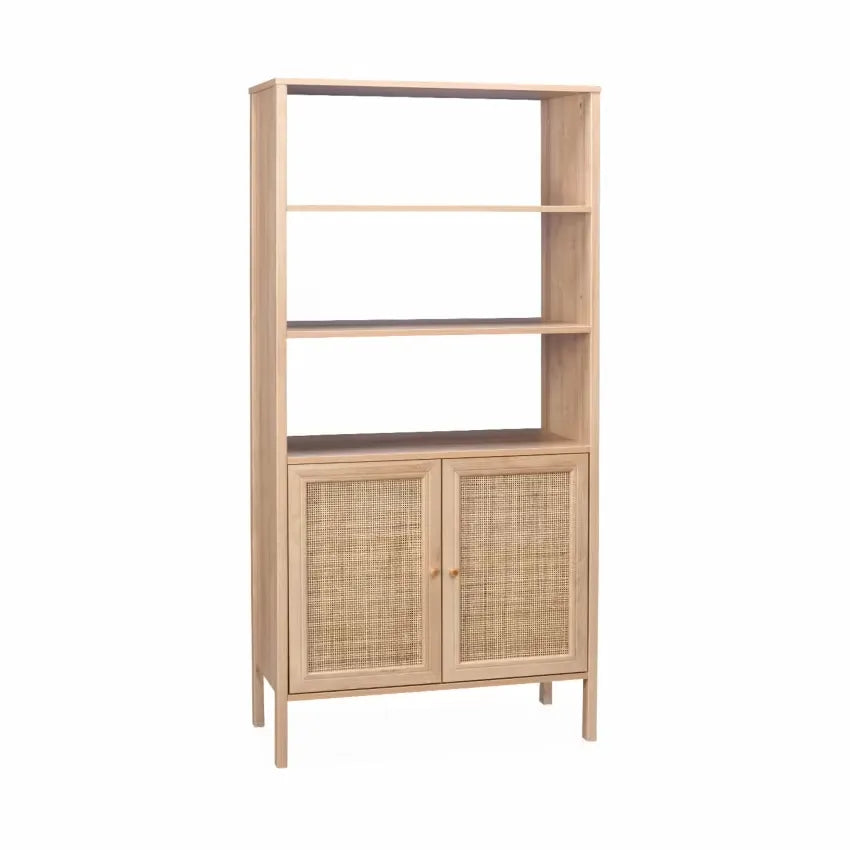 Étagère Japandi Effet Bois & Cannage 4 Niveaux – Boheme