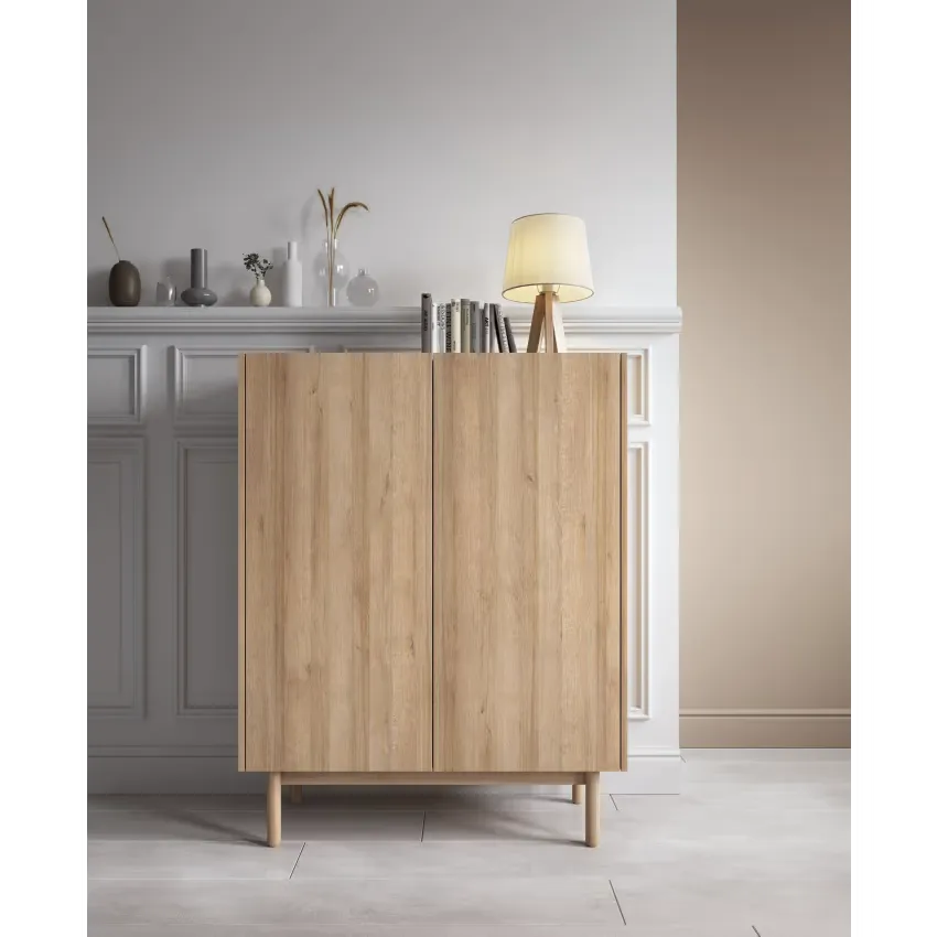 Buffet Japandi 2 Portes Bois Lamellé 97×122 – Laro