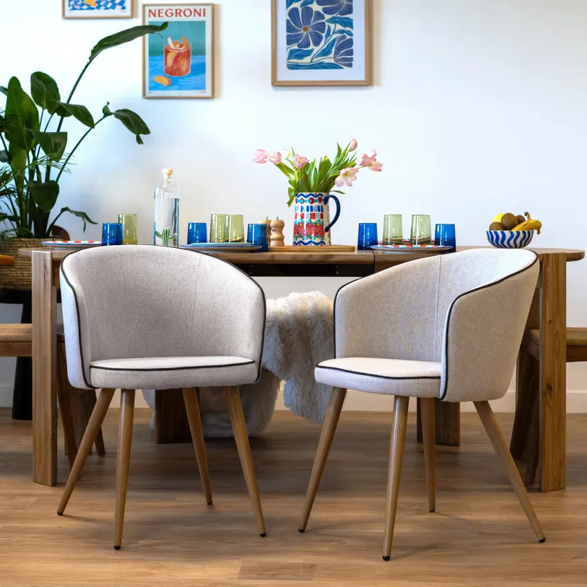 Chaises Japandi Tissu Beige – Chiara