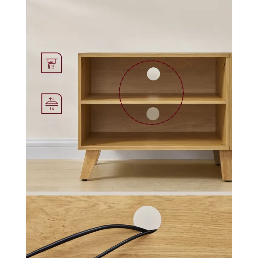 Meuble TV Japandi 2 Portes Chêne Naturel & Blanc Crème 140 cm – Liero