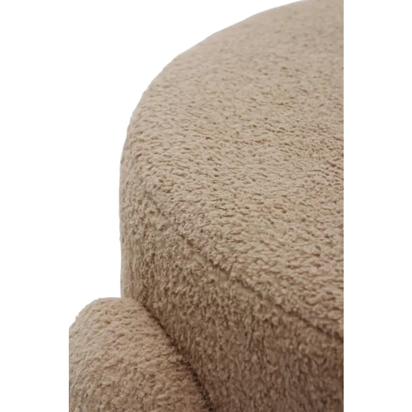 Pouf Japandi Bouclette Beige avec Pieds Tapissés – Lapi