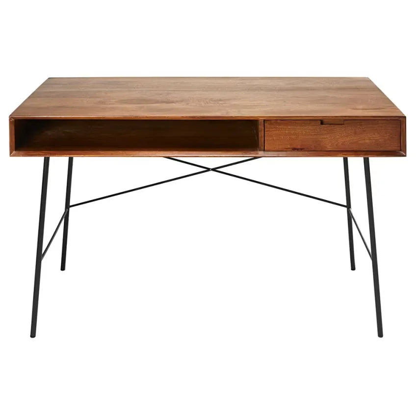 Bureau Japandi 1 tiroir Manguier & Métal Noir – Arty
