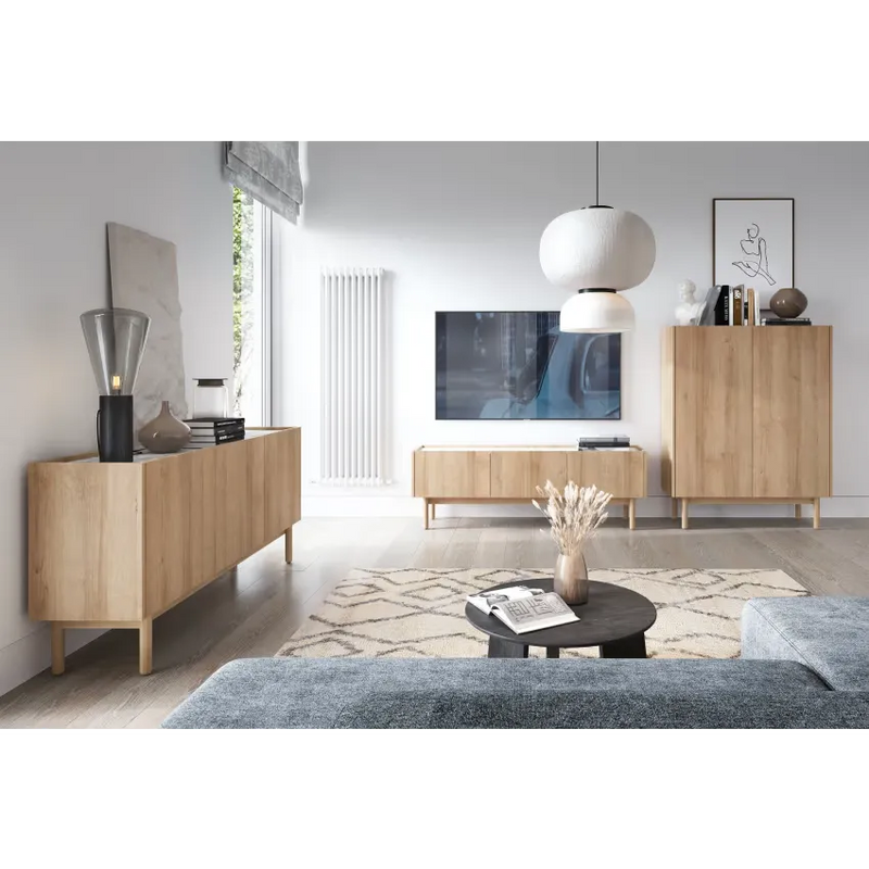 Buffet Japandi 2 Portes Bois Lamellé 97×122 – Laro
