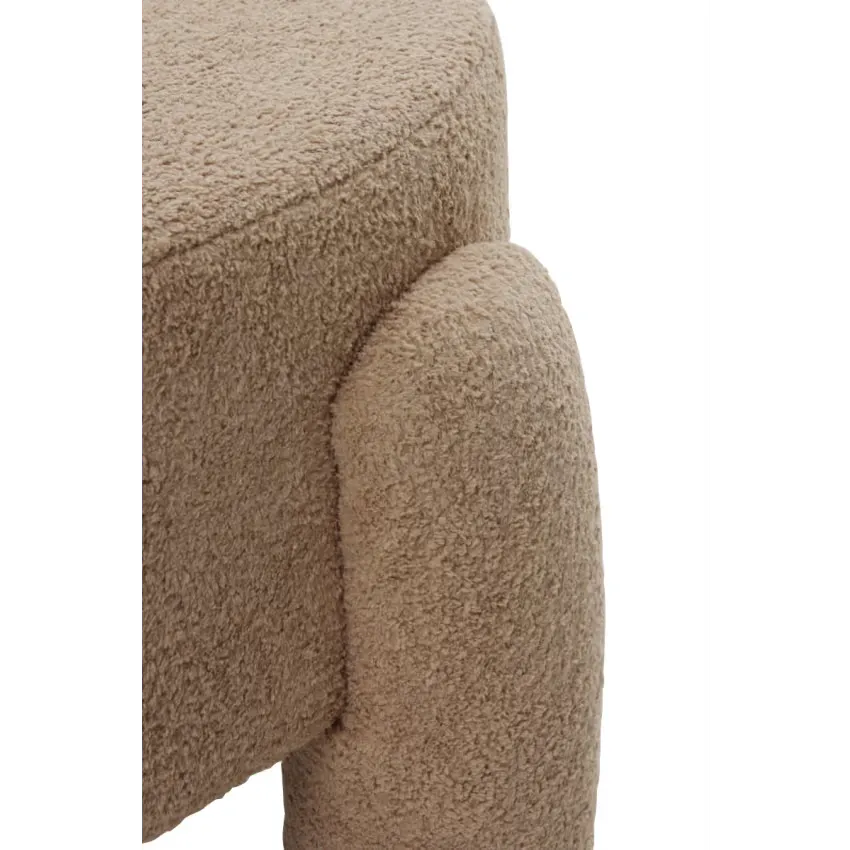 Pouf Japandi Bouclette Beige avec Pieds Tapissés – Lapi