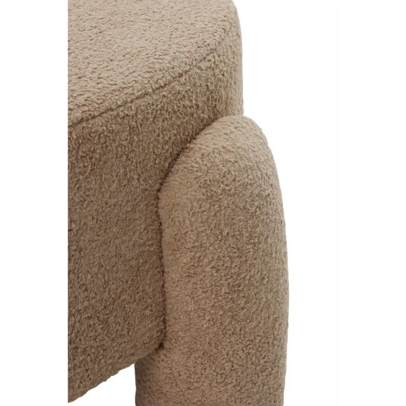 Pouf Japandi Bouclette Beige avec Pieds Tapissés – Lapi
