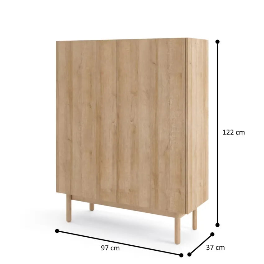 Buffet Japandi 2 Portes Bois Lamellé 97×122 – Laro