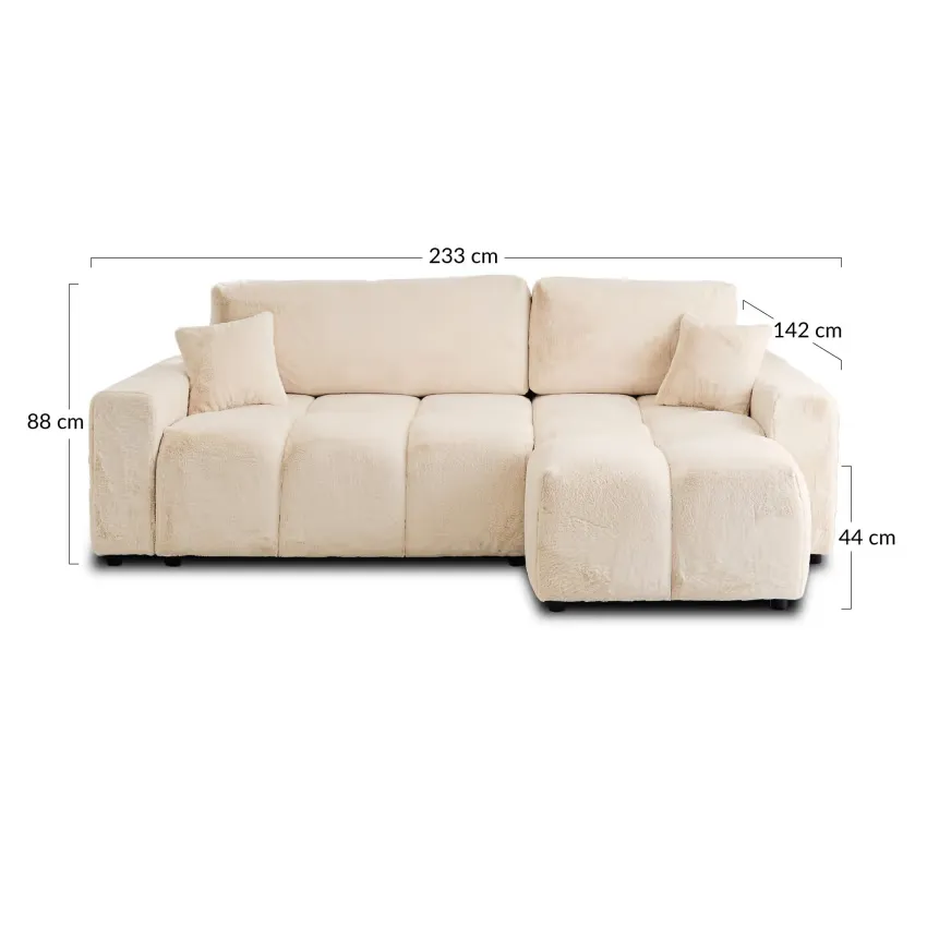 Canapé Japandi Angle Réversible Convertible 4 Places Fausse Fourrure – Crocus