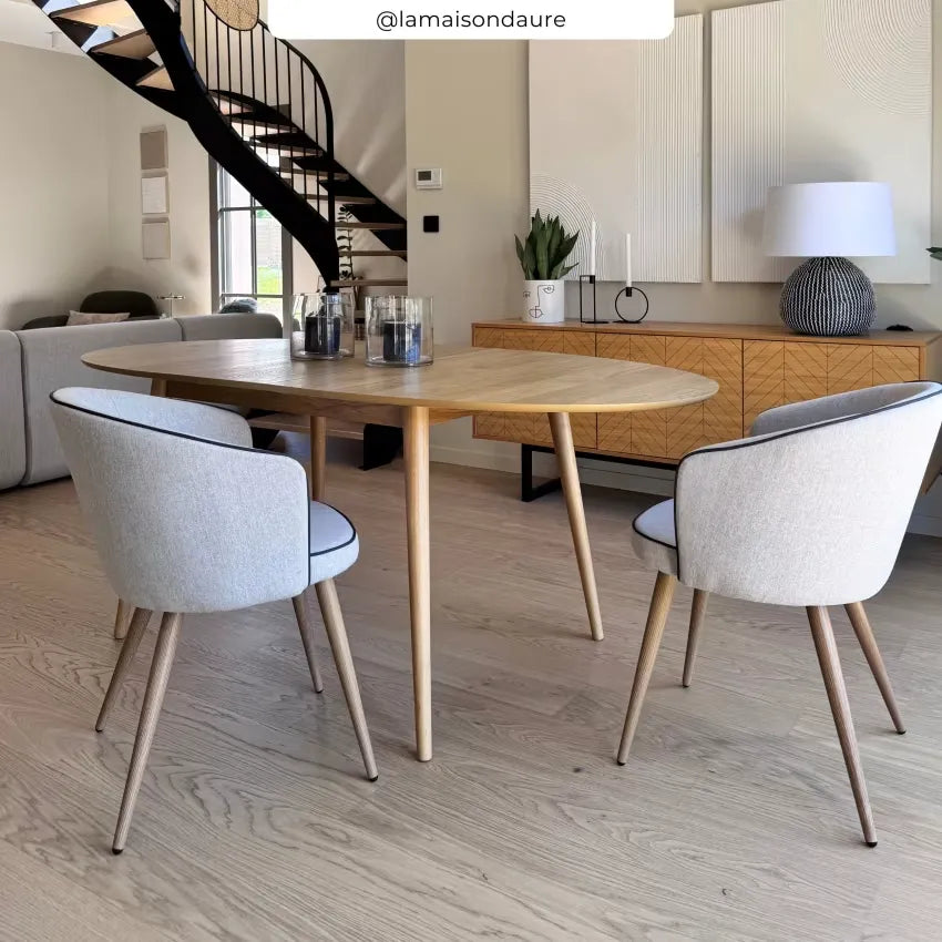 Chaises Japandi Tissu Beige – Chiara
