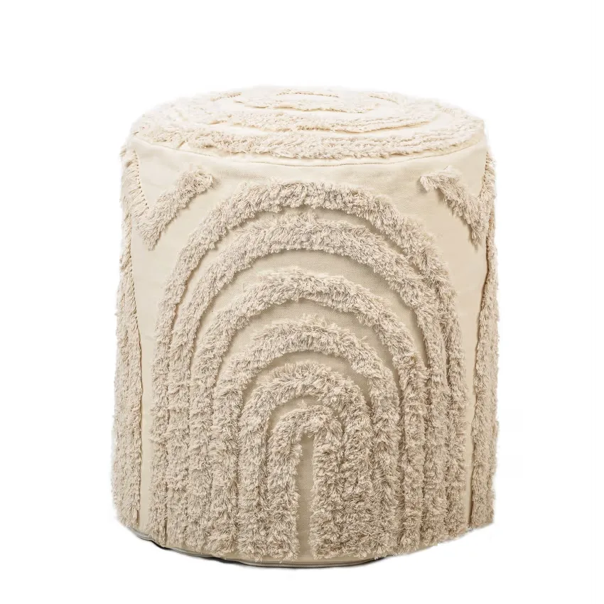 Pouf Japandi Tissu Beige Style Scandinave – Suki