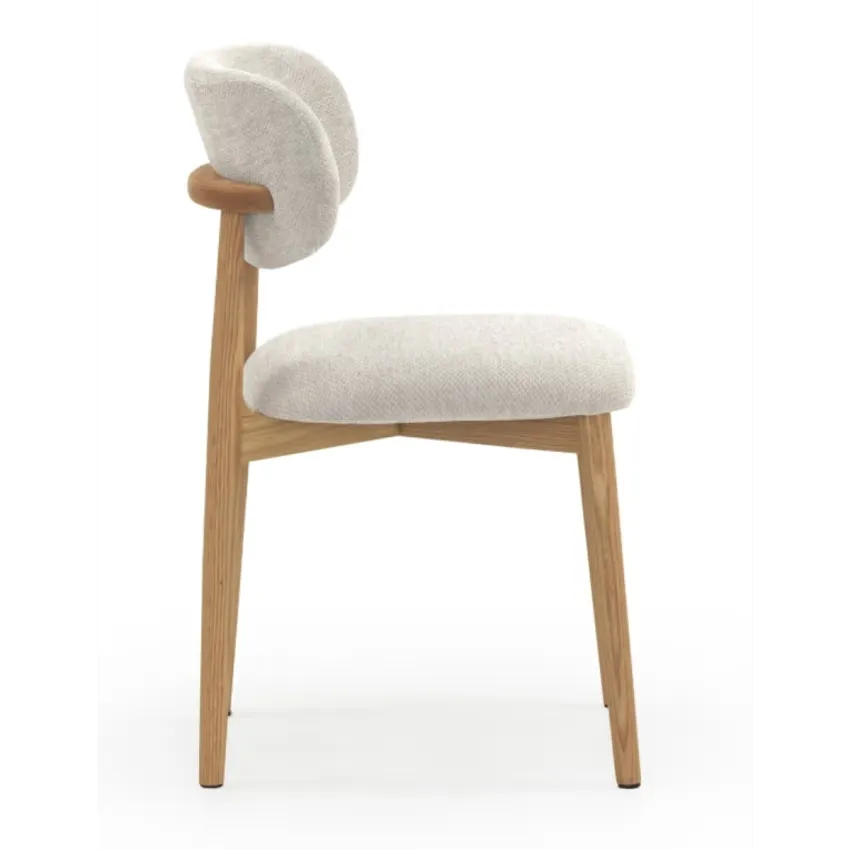 Chaises Japandi Chêne Naturel & Tissu Blanc – Yori