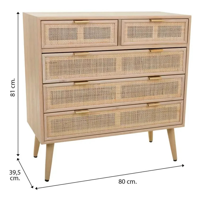 Commode Japandi Bois & Treillis Marron – Nério