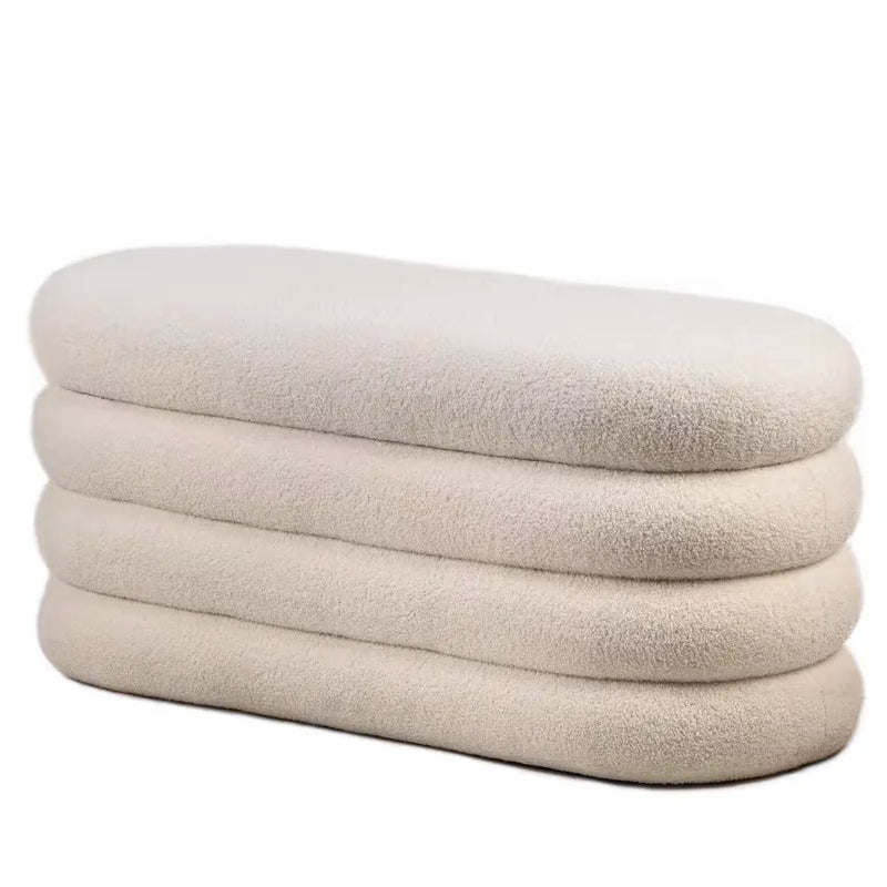 Banc Japandi Coffre Bouclette Blanche – Hina