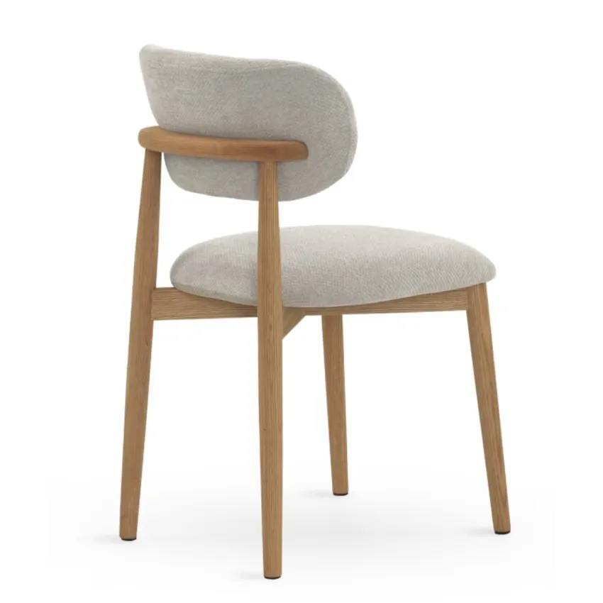 Chaises Japandi Chêne Naturel & Tissu Blanc – Yori