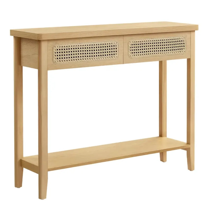 Console Japandi Beige 2 tiroirs & étagère ouverte – Niva