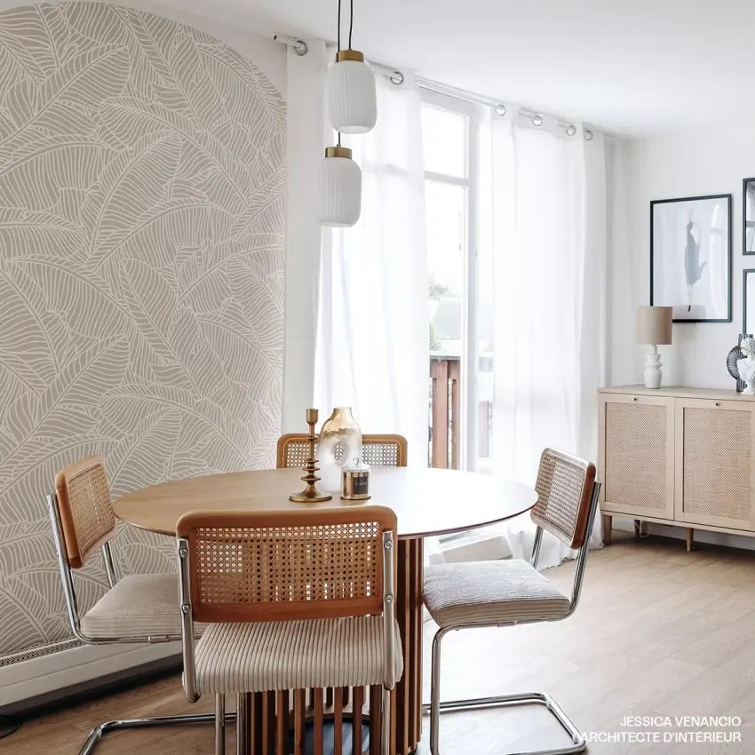 Chaises Japandi Cannage & Velours Beige – Muse