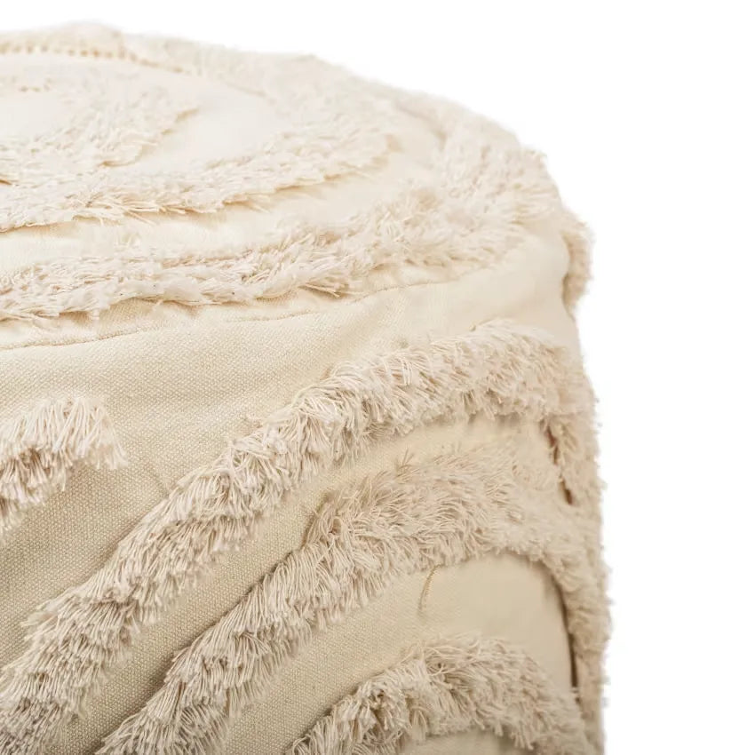 Pouf Japandi Tissu Beige Style Scandinave – Suki