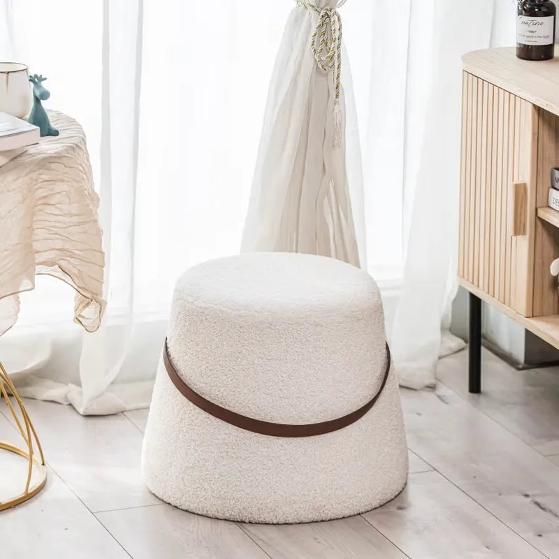 Pouf Japandi Bouclette Blanche & Corde – Nori