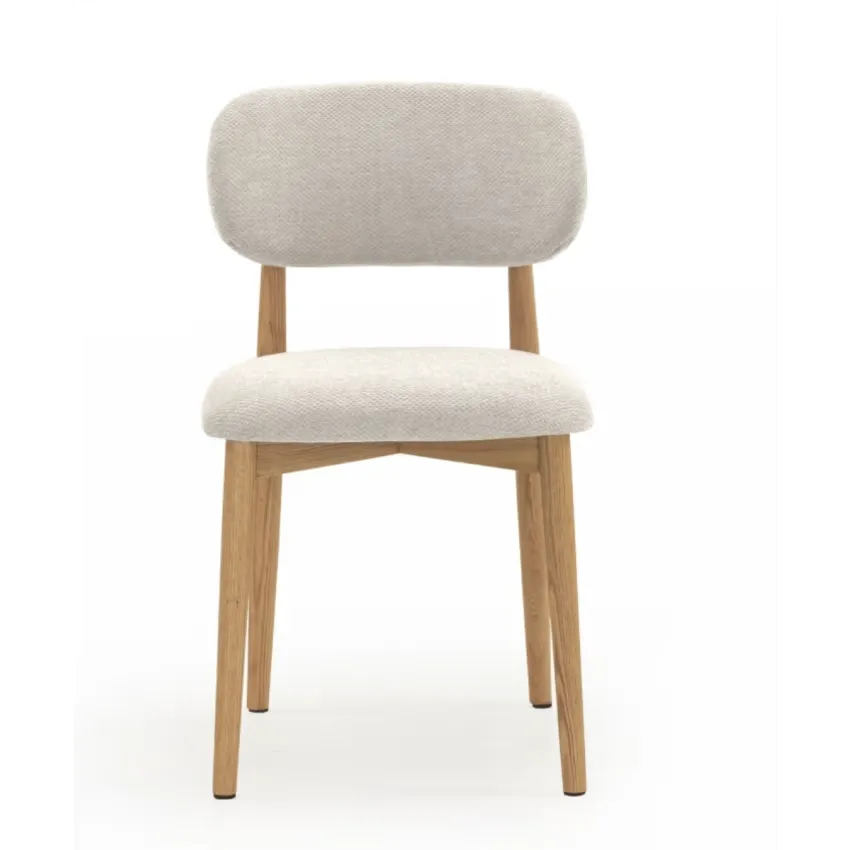 Chaises Japandi Chêne Naturel & Tissu Blanc – Yori