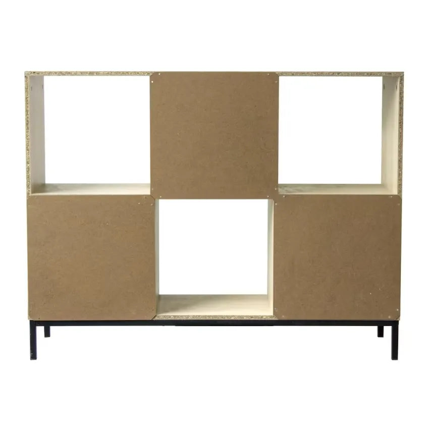 Étagère Japandi 6 Cases Effet Bois Clair & Pieds Métal – Sana