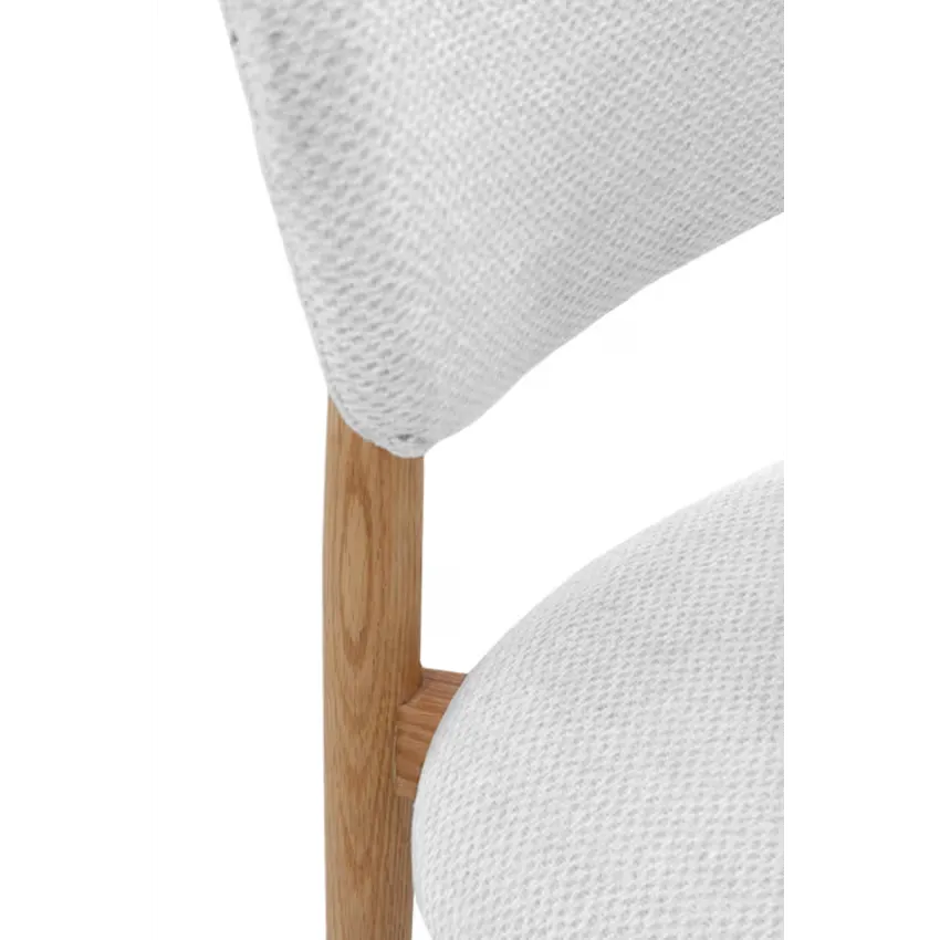 Chaises Japandi Chêne Naturel & Tissu Blanc – Yori