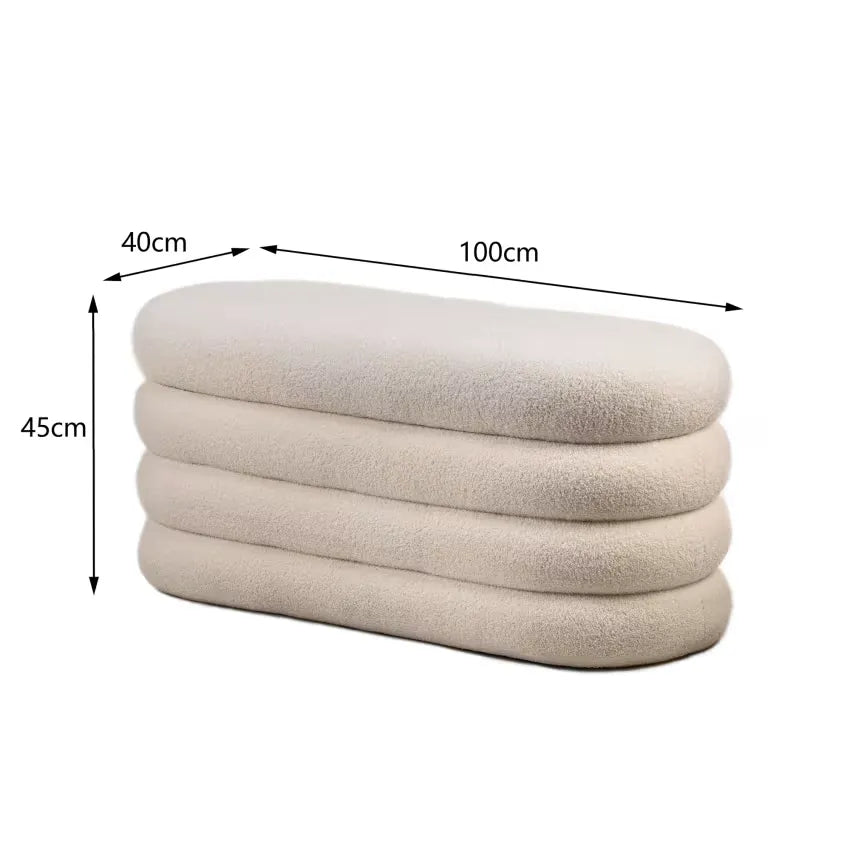 Banc Japandi Coffre Bouclette Blanche – Hina