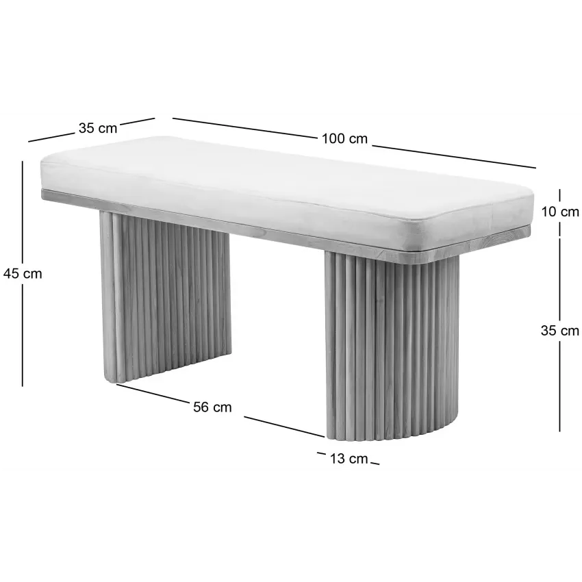 Banc Japandi Bois Massif & Bouclette Blanche – Nomi