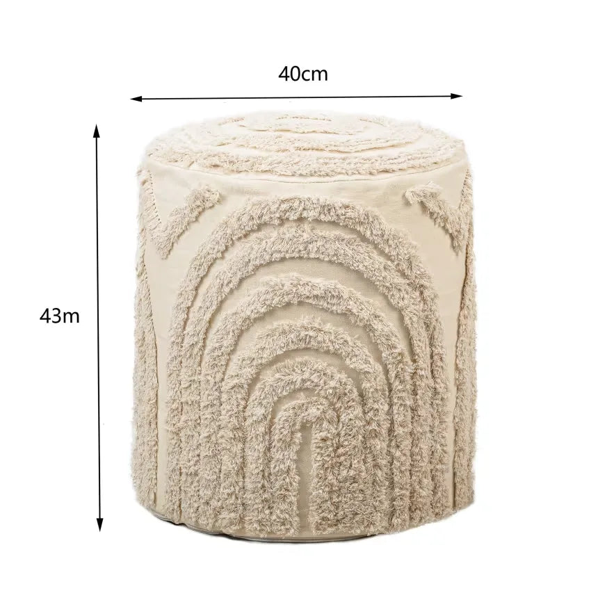 Pouf Japandi Tissu Beige Style Scandinave – Suki