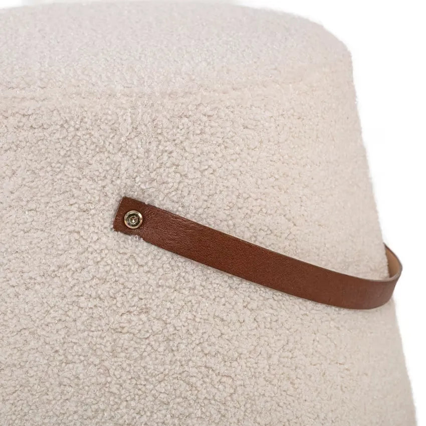 Pouf Japandi Bouclette Blanche & Corde – Nori