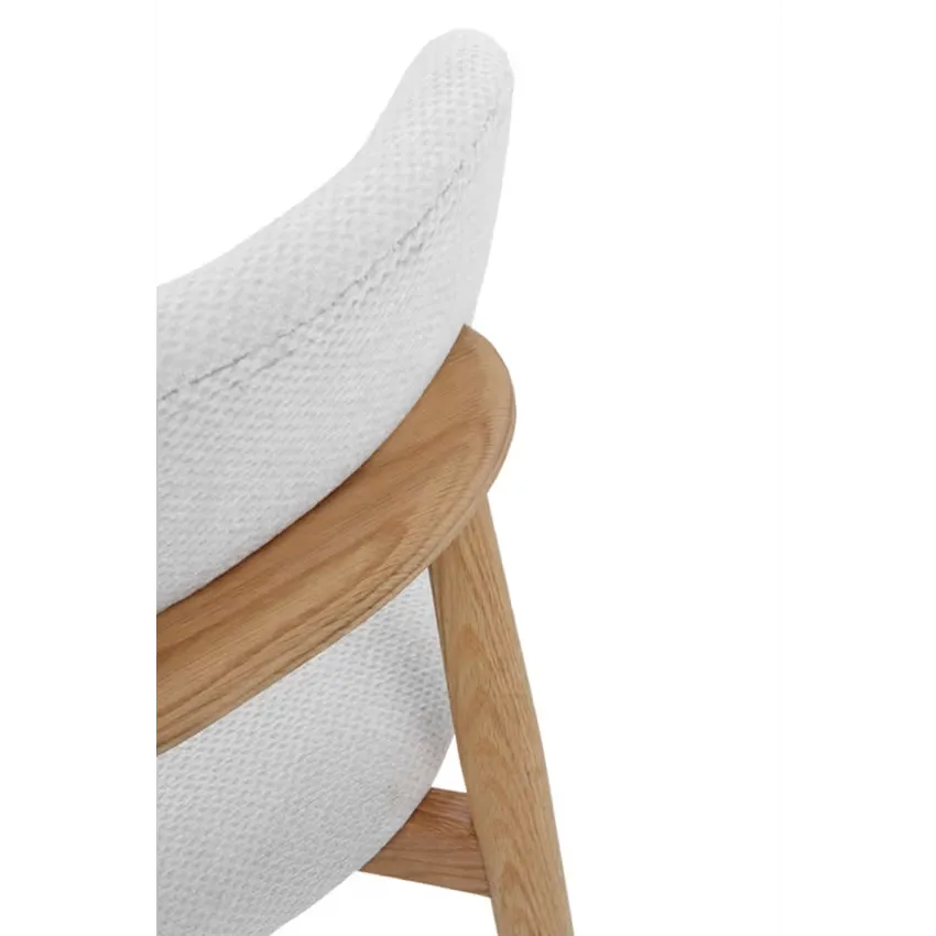 Chaises Japandi Chêne Naturel & Tissu Blanc – Yori