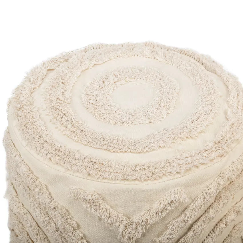 Pouf Japandi Tissu Beige Style Scandinave – Suki
