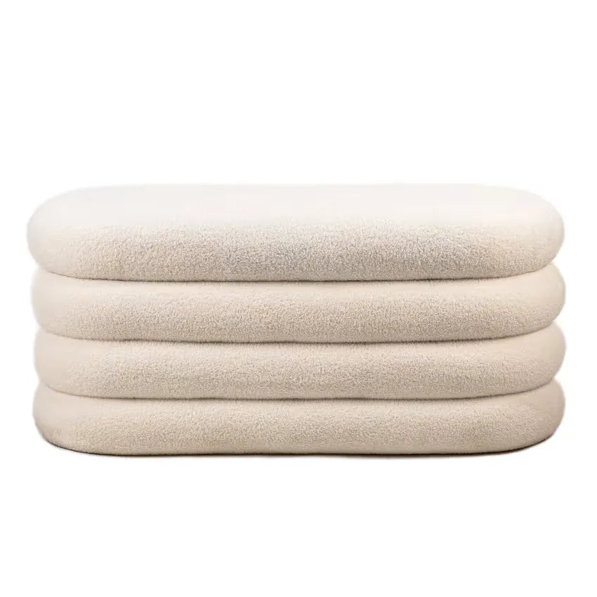 Banc Japandi Coffre Bouclette Blanche – Hina