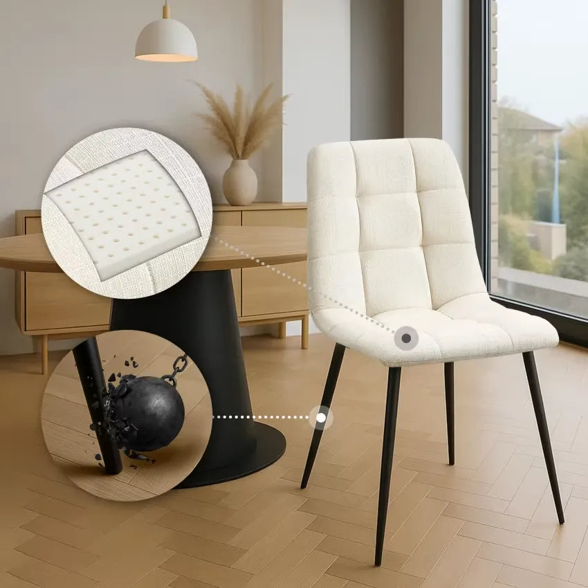 Chaise Japandi Tissu Crème & Pieds Métal – Tilde