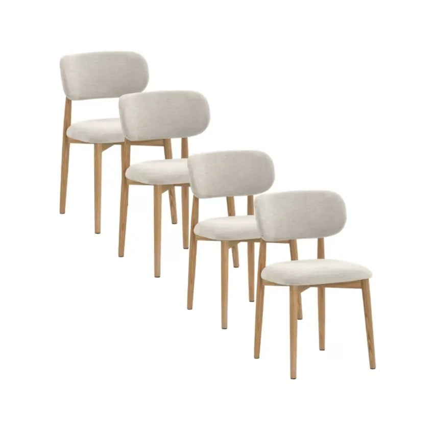 Chaises Japandi Chêne Naturel & Tissu Blanc – Yori