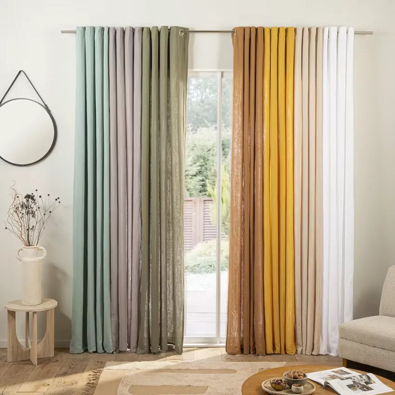 Rideau Japandi Œillets Gaze de Coton Beige 140×260 – Nami