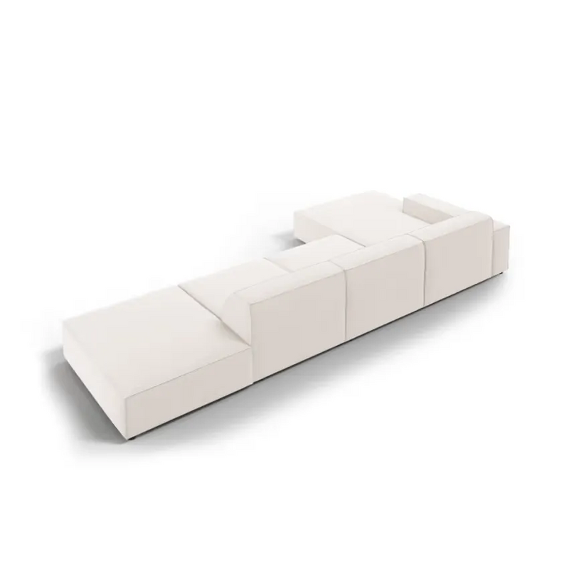 Canapé Japandi Angle 5 Places Tissu Beige Clair – Jodie