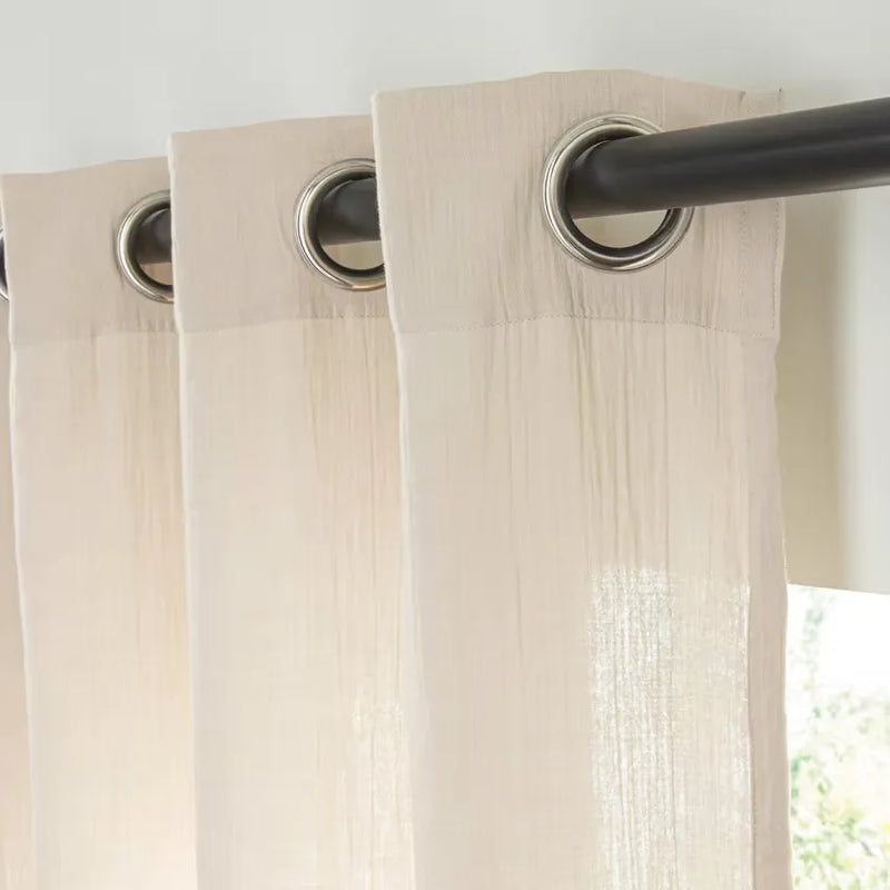 Rideau Japandi Œillets Gaze de Coton Beige 140×260 – Nami