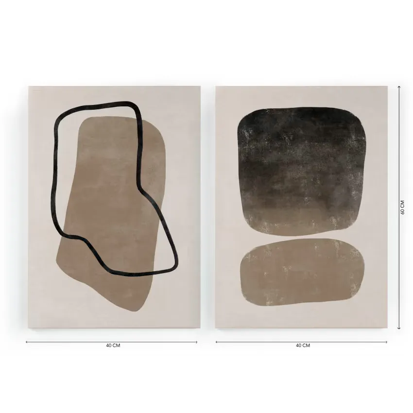 Toiles Japandi Set de 2 Pierres 60x40 – Stones