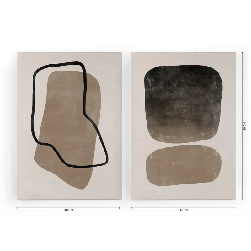 Toiles Japandi Set de 2 Pierres 60x40 – Stones