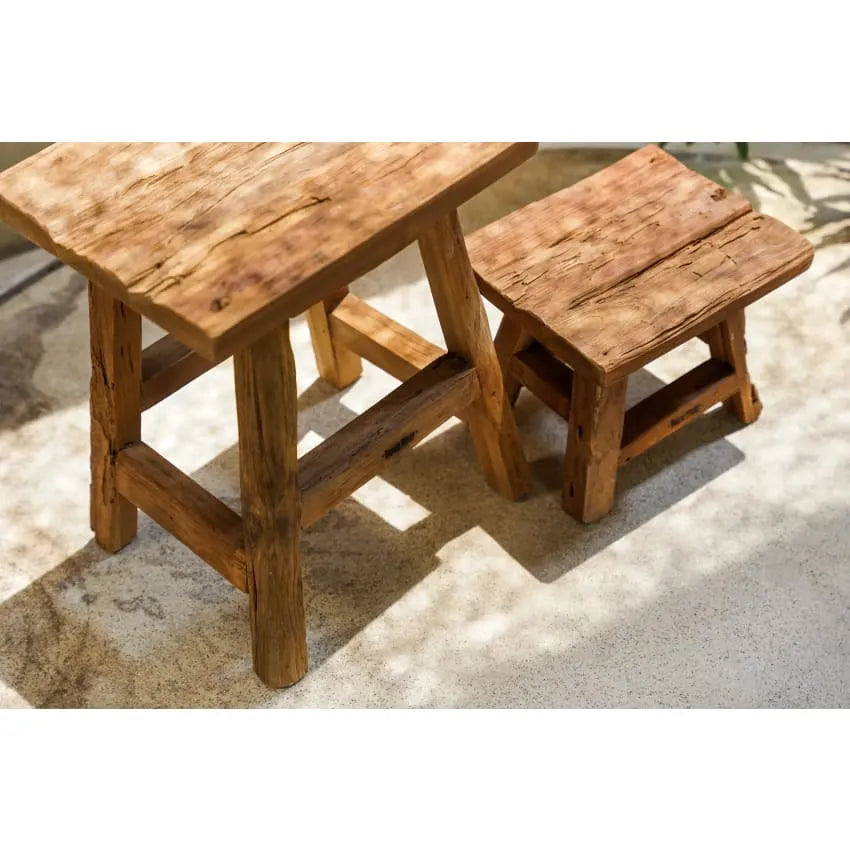 Tabouret Japandi Bois Recyclé – Summer
