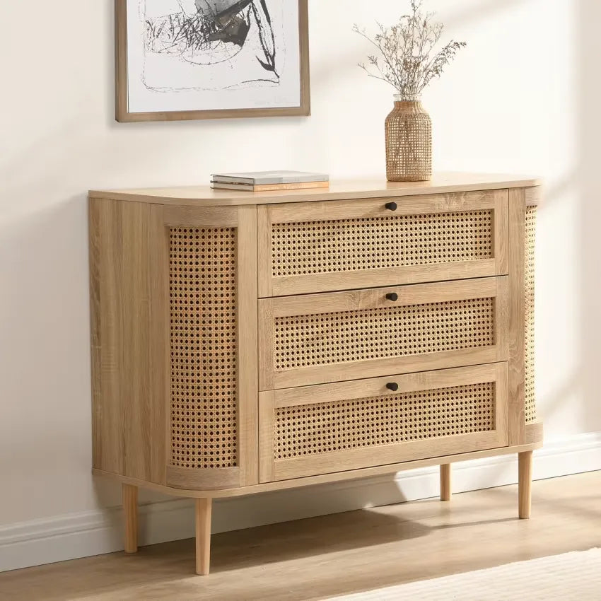 Commode Japandi Chêne & Cannage 105 cm – Bali