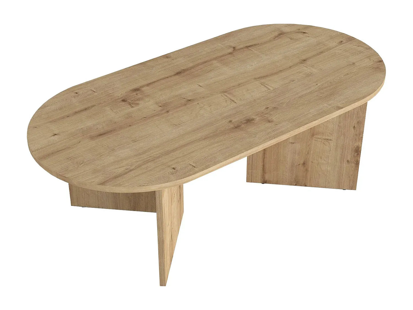 Table Basse Japandi Ovale Bois Mélaminé - Topania